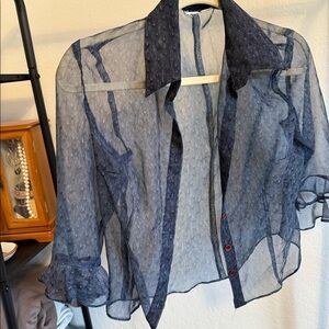 Sheer button down top